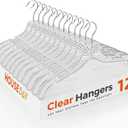 HOUSE DAY Clear Plastic Hangers 12 Pack, Durable Crystal Hangers for Clothes, Light Weight Plastic Dress Hanger for Women, Versatile 16.7‘’ Hanger for Closet and Retail Use, with 360° Swivel Hook