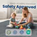 Baby Play Mat for Floor,1.3" Thick Elasti-Foam 50"50" Playpen Mat for Tummy Time,Water Repellent Soft Coral Velvet for Toddler,Infant,Kids,Non-Slip Backing Safe for Crawling(Dark Grey)