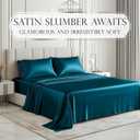 DECOLURE Satin Bed Sheets - 6 Piece Luxury Silky Full Size Bedding Set - Softer Than Silk, Wrinkle-Free with 15” Deep Pocket Fitted Sheet, Perfect for Hair & Skin, Gifts for Women (Sea Teal)