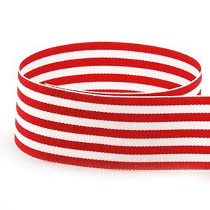 USA | American Made 1-1/2" Red & White Monarch Striped Grosgrain Ribbon - 20 Yards