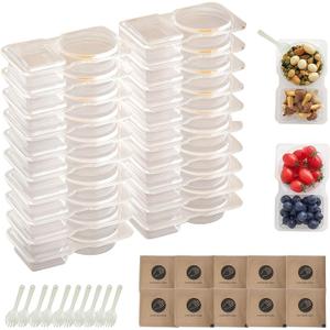 2 x 20 Set Reusable snack Containers, 2 compartment snack containers, portable salad yogurtcerealdressing food boxes and Portion Control for Refrigeration Sauce,Outdoor Takeaway,Travel