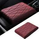Car Center Console Armrest Cover, Leather Vehicle Middle Armrest Protection Pillow, Comfortable Auto Arm Rest Box Cushion Mat, Universal for SUV Sedan Van (Red)