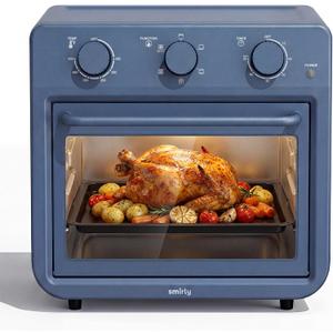 SMIRLY 6-in-1 Air Fryer Toaster Oven Combo, 27QT Convection Oven Countertop, 1800W Oven for Toast, Roast, Bake, Reheat, Broil, Warm, Fits up to a 4 lb Turkey, 12" Pizza, 6 Toast, Blue
