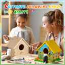 Liliful 1 Sets Wooden DIY Birdhouse Kit, Unfinished Bird Houses with Paints and Paintbrushes, Bird Feeder Craft Arts for Kids Ages 4-8, 8-12, Classroom Activity and Adults Wooden Craft Gifts