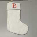 Senneny Christmas Stockings with Initials, 20” Large Embroidered Monogram Knitted Stockings for Family, Kids, Xmas Holiday Party Gifts & Decoration for Fireplace, White, Letter B