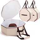 Wonderjune 2 Pcs Cowboy Hat Box for Storage Collapsible Sturdy Cowboy Hat Case with Handle for Men and Women Travel Storage Organizer Large Cap Bag for Closet (White)