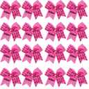 16 Pieces 7 Inch Breast Cancer Awareness Cheer Hair Bows Ponytail Holder Large Glitter Pink Ribbon Hair Bows Accessories Elastic Band Handmade for Teens Women