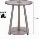 Solid Wood Round Side Table - Small Round Grey End Table, Wooden Modern Bedside Tables Living Room Nightstand with Shelf for Couch Sofa Armchair Bedroom, Gray, 19.6 in x 19.6 in x 23.6 in