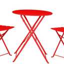 Indoor/Outdoor 3-Piece Foldable Bistro Set, Folding Outdoor Patio Furniture Sets, 2 Chairs and 1 Table, Weather-Resistant Outdoor/Indoor Conversation Set for Patio (Red)
