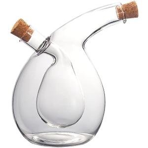 Oil and Vinegar Dispenser, 2 in 1, Glass Bottle with Cork, 350 ml