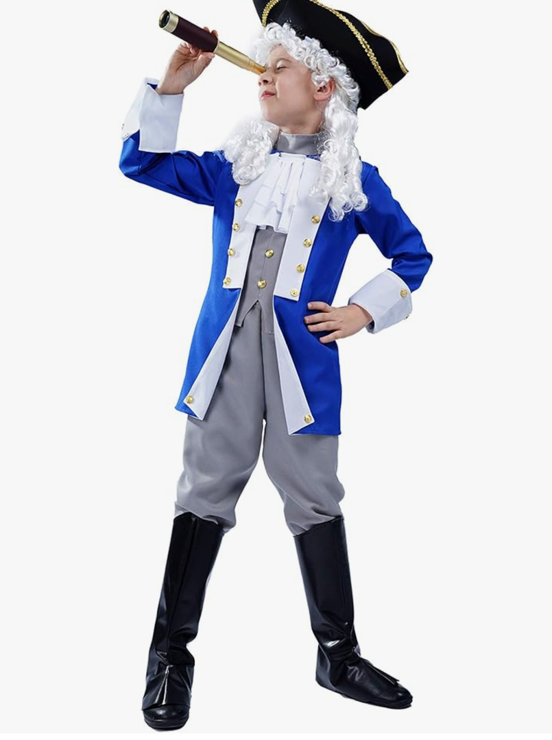 Dress Up America Colonial Patriot Costume With Hat And Wig, Medium (8-10)