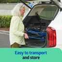 Medline Ultra Lightweight Transport Wheelchair for Adults, Foldable, 19-Inch Seat Width, Blue Frame, Black Upholstery