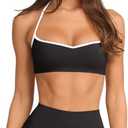 LASLULU Womens Adjustable Spaghetti Straps Sports Bra Sweetheart Neck Wireless Padded Workout Yoga Crop Tops, Size M