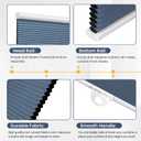 SUNFREE Cellular Shades Blackout Blinds Cordless Honeycomb Window Shades for Bedroom, Blinds for Window and Door, Home and Office, Blue, 30" W x 64" H