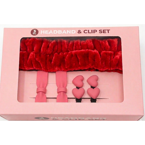 Headband And Clip Set Red Makeup HeadBand Pink Bows Hearts Clippers For Girls Set 