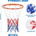 Basketball Net Compatible with Little Tikes 12 Loops Professional Basketball Net Replacement, Heavy Duty Outdoor Basketball Hoop Net, Red-White-Blue