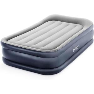 Intex 64131ED Dura-Beam Plus Deluxe Pillow: Fiber-Tech  Twin Size  Built-in Electric Pump  16.5in Bed Height  300lb Weight Capacity