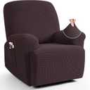 TAOCOCO Recliner Cover 4-Pieces, Recliner Stretch Sofa Slipcover, Recliner Cover 1 Seat, Couch Protector Soft, Furniture Protector Covers with Elastic,Chair Covers Jacquard Pattern (Chocolate)