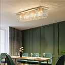 7PM Modern Rectangular Chandelier, 10-Light Dining Room & Living Room Flush Mount, Gold (L47' x W10' x H10')