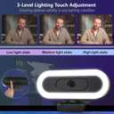 2K Webcam for PC,Streaming Computer Camera with Fill RGB Lights,Autofocus Webcam with Microphone and Cover,Plug-Play USB Web cam for Desktop Computer,Meeting,Gaming,Video Calling