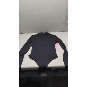 PUMIEY Bodysuit for Women Long Sleeve Mock Turtle Neck Body Suits T-shirt Tops, Jet Black, Large