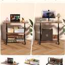 QZMDSM Portable Rolling Desk on Wheels Adjustable Height Desks for Small Spaces, 32" Computer Desk Drafting Tables with Storage Shelves for Home Office Rustic