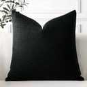 OTOSTAR Linen Throw Pillow Cover Set of 1 Decorative Square Pillowcases Cushion Covers 16x16 Inch for Home Decor Sofa Bedroom Car 40 x 40CM Black
