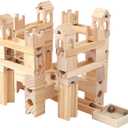 Wooden Marble Run for Kids Ages 4-8, 80 Pieces Wood Building Blocks Toys and Construction Play Set, Marble Track Maze Game STEM Learning Toys Gifts for Boys Girls (80pc Set)