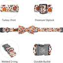 Elegant little tail Tanksgiving Dog Collar, Turkey Print Dog Collar Orange Pet Collars with Bowtie Metal Buckle Cotton Girls Boys Adjustable Pet Collars for Large Dogs (Large (Pack of 1))