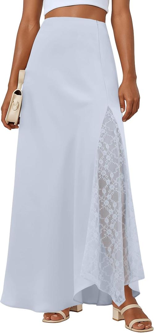 Lepunuo Womens Maxi Skirts Casual Elastic High Waisted Flowy Long Skirts Trendy Cute Skirts (XXL)