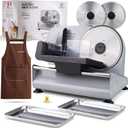 Meat Slicer, 200W Powerful Electric Food Slicer-Deli Meat Slicer Machine for Home Use for, Cheese, Bread, Vegetables-2 Round 7.5" Stainless Steel Blade, Child Lock Protection & Adjustable Thickness