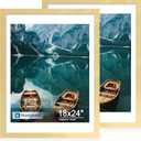 18x24 Frame Set of 2, Gold Wood Style for 16x20 Mat, 18x24 in