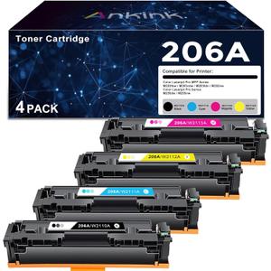 206A Compatible Toner Cartridge with Chip Replacement for HP 206X HP206A for Color Laserjet Pro MFP M283fdw M283cdw Pro M255dw M255nw M283 M255 | W2110A| W2110A(Black Cyan Yellow Magenta, 4-Pack Set)