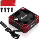 Motor Cooling Fan 30mm RC Model Heatsink 28000RPM ESC Cooling Fan for RC Car 1/8 1/10 1/12 Scale 540 550 Brushless Motor (Black+Red)