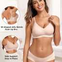 Vertvie Womens Seamless Jelly Bras No Underwire Comfort Push Up Bras Buttery Soft Wireless Bralette Full Coverage Sports Bra (Beige, L)