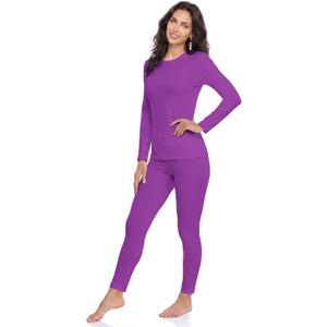 WEERTI Thermal Underwear for Women Long Johns with Fleece Lined Base Layer Women Cold Weather Top Bottom (Purple, XS)