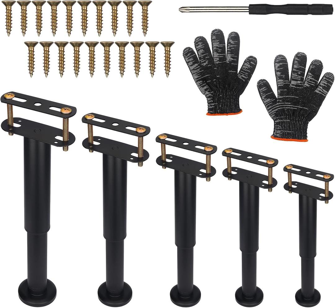 5 Pcs Adjustable Height Bed Support Legs 7.08-12.5 inch with Locking Ring, Bed Frame Center Support Legs for Bed Frame/Bed Center Slat/Furniture, Bed Legs Replacement Bed Slats Support Legs