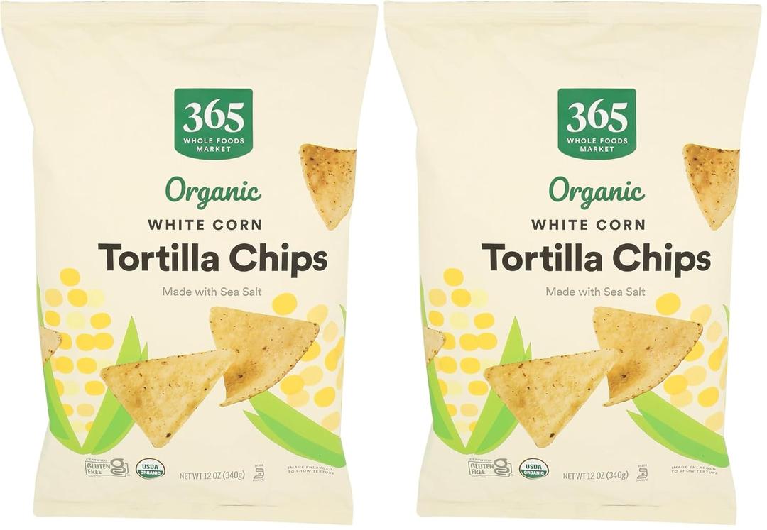 365 by Whole Foods Market, Organic White Corn Tortilla Chips, 12 Ounce (Pack of 2)