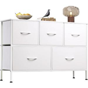5 Drawer Dresser for Bedroom, Wide Chest of Drawers, White
