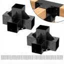 Pergola Brackets Kit 6x6'' (Inner Size 5.6x5.6), 2PCS 4way Heavy Duty Gazebo Brackets Right Angle Corner Bracket Woodwork DIY Pergola Kit with Black Powder Coated Support for Patio Pergolas, Log Cabin