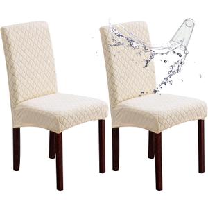 Genina Waterproof Chair Covers for Dining Room 2 Pack, Dining Chair Covers Dining Room Protectors Slipcovers for Kitchen, Parsons (Argyle-Beige, 2 PCS)