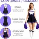 Women's Cheerleader Costume Outfit Cheer Dress with Pom Poms & Retro Striped Socks for Halloween Sports Events Theme Parties