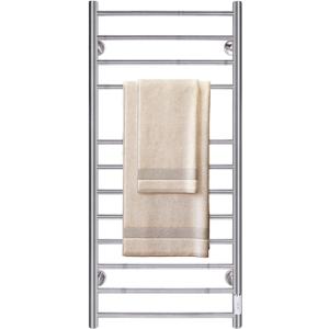 JSLOVE Towel Warmer Wall Mounted Heated Towel Racks with Built-in Timer, Plug-in/Hardwired Stainless Steel Hot Towel Rack, Heated Drying Rack Brushed Polish (Silver, 12 Bars)