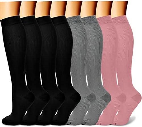 CHARMKING Compression Socks for Women & Men Circulation (7Pairs) 15-20 mmHg is Best Support for Athletic Running,Cycling S/M