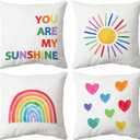 Boho You Are My Sunshine Rainbow Sun Pillow, Kids Throw Pillows Rainbow Classroom Decor, Classroom Pillows For Kids Reading Corner Throw Pillow Decorative, Pillow Covers 18 x 18