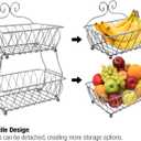 Sorbus Fruit Basket Display Stand, 2-Tier, for Vegetable, Fruit & Bread Counter Storage for Kitchen, Bathroom, Rectangular Antique Metal (Silver)
