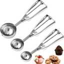 Cookie Scoop,Set of 3 Cookie Dough Scoops for Baking 1 Tbsp,2 Tbsp,3 Tbsp,Stainless Steel Ice Cream Scooper with Trigger Release for Cupcake,Ice Cream,Muffin,Meatball,Melonball