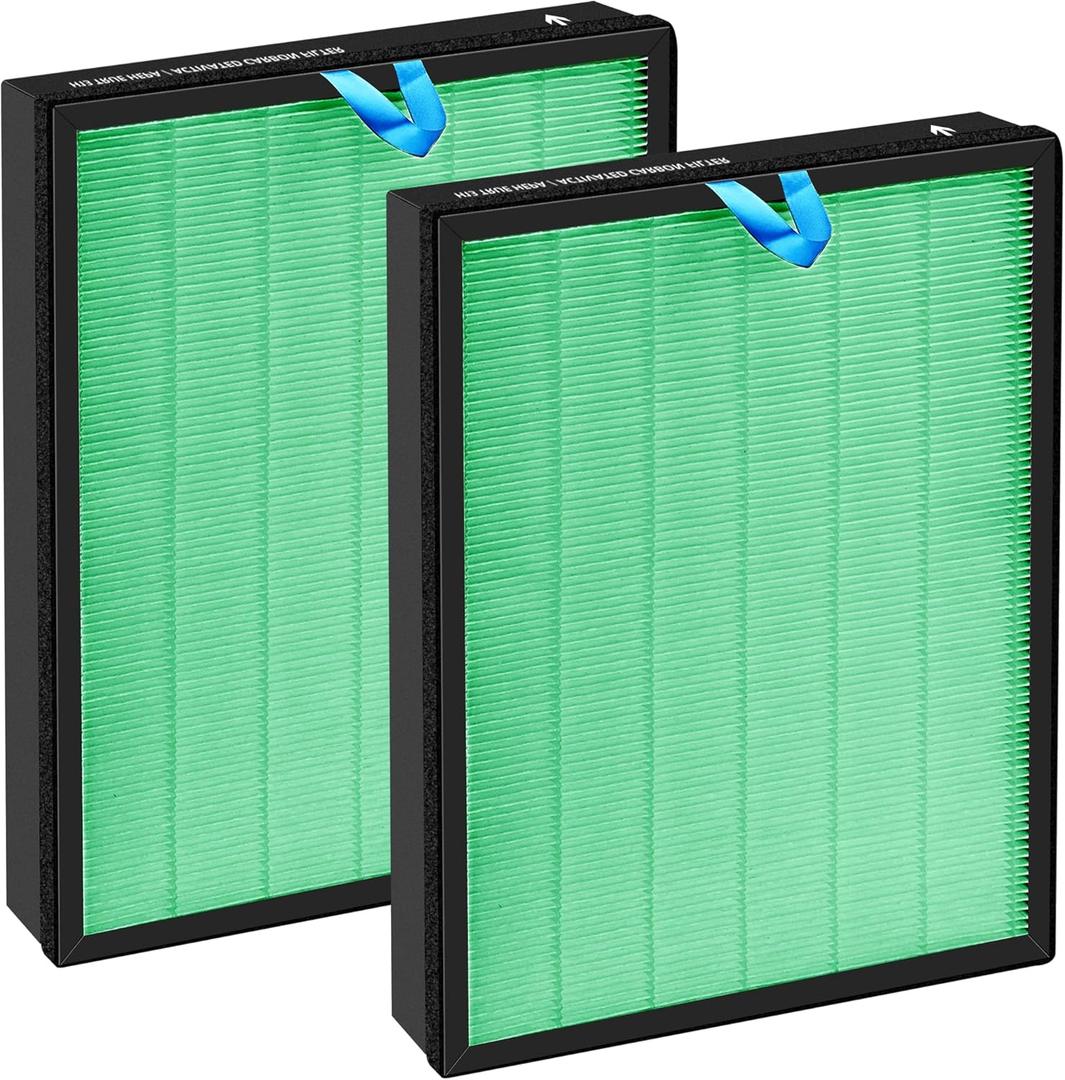 Vital 200S Toxin Absorber Replacement Filter for LEVOIT Vital 200S Air Purifier, 3-in-1 True HEPA and High Efficiency Activated Carbon Filter, Replaces Vital 200S-RF-TX(LRF-V201-GUS), 2 Packs, Green