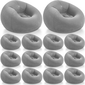 Realspring Inflatable Bean Bag Chairs Outdoor Blow up Camping Chairs Inflatable Lazy Sofa Folding Portable Bean Bag Loungers Couch for Movie Night(Dark Gray,12 Pcs)