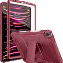 Soke Case for iPad Pro 12.9 Inch 6th/5th/4th Generation(2022/2021/2020 Release), Rugged Shockproof Protective Cover with Built-in Kickstand for Apple iPad Pro 12.9 - Dark Red